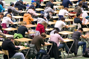 Students writing exams in Butterdome